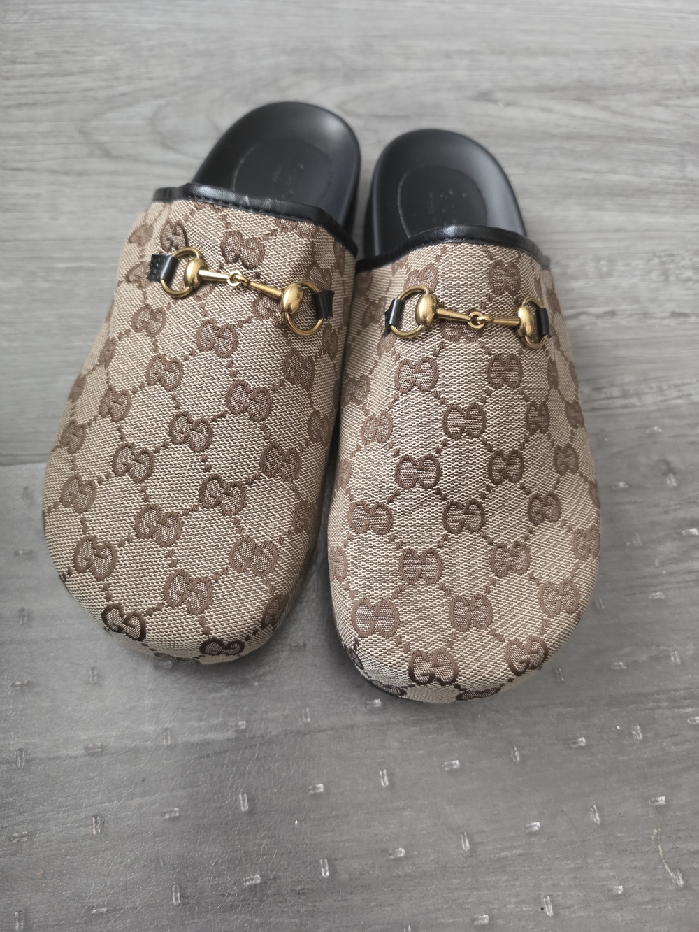Gucci Brown GG Canvas Princetown Horsebit Mules
